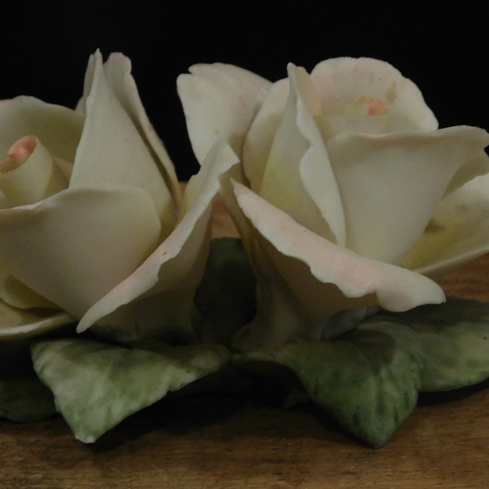 Vintage Porcelain White RosesGolden Crown Italy